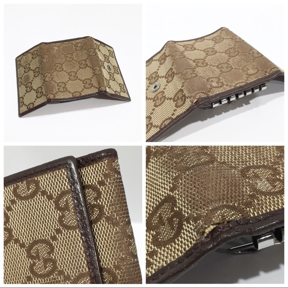 Gucci brown distressed monogram canvas and leather key wallet - Picture 5 of 12